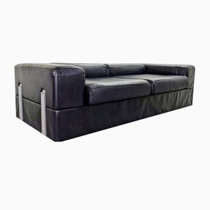 Black Leather Sofa Bed Mod 711 by Titoli Agnoli for Cinova, 1968-PRS-1812491