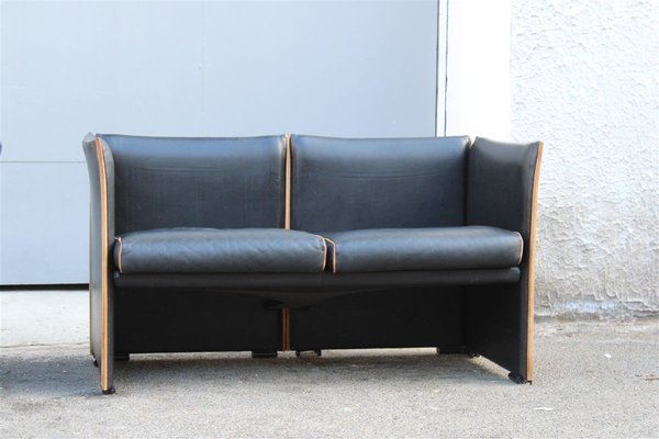 Black Leather Sofas by Mario Bellini for Cassina, 1970s, Set of 2-EH-722131