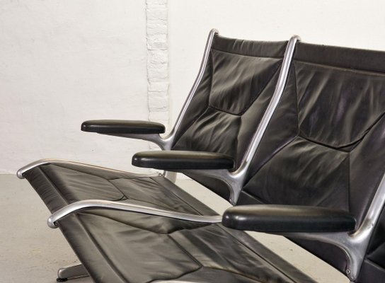 Black Leather Tandem Sling 3-Seater Airport Bench by Charles & Ray Eames for Herman Miller, 1962-IXC-896951