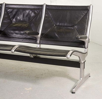 Black Leather Tandem Sling 3-Seater Airport Bench by Charles & Ray Eames for Herman Miller, 1962-IXC-896951