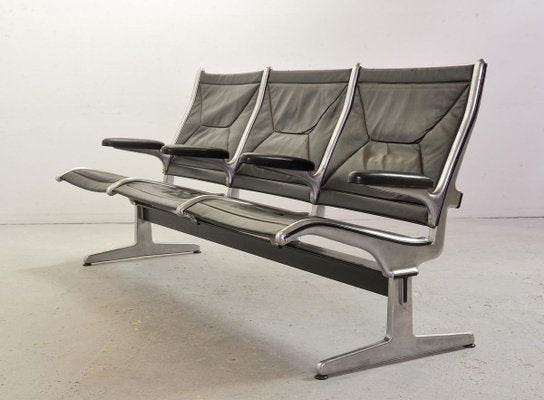 Black Leather Tandem Sling 3-Seater Airport Bench by Charles & Ray Eames for Herman Miller, 1962-IXC-896951