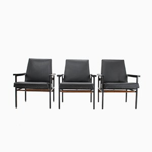 Black Leatherette Armchair, 1970s-TZ-574831