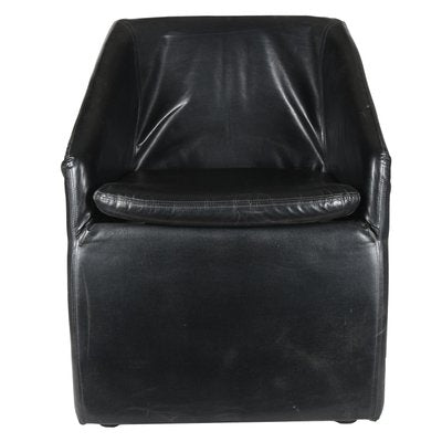 Black Leatherette Armchair, 1980s-RAQ-1031447