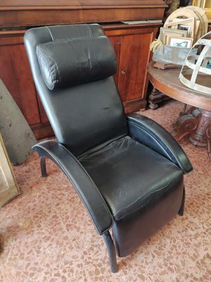 Black Leatherette Black Reclining Chair from GIOVANARDI, Italy, 1980s-RAQ-988203