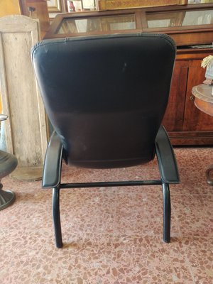 Black Leatherette Black Reclining Chair from GIOVANARDI, Italy, 1980s-RAQ-988203