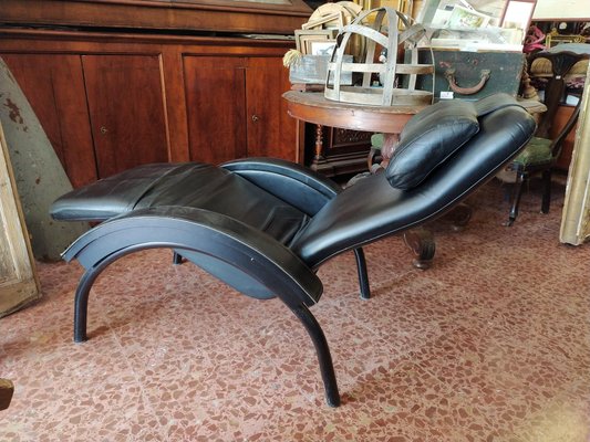 Black Leatherette Black Reclining Chair from GIOVANARDI, Italy, 1980s-RAQ-988203