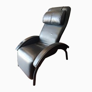 Black Leatherette Black Reclining Chair from GIOVANARDI, Italy, 1980s-RAQ-988203