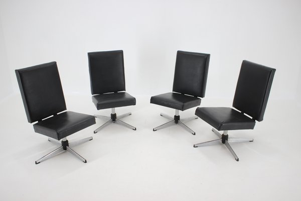 Black Leatherette Swivel Chair, 1970s-TZ-572986