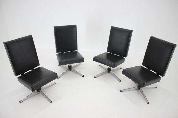 Black Leatherette Swivel Chair, 1970s-TZ-572986