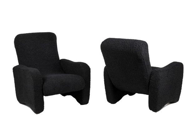 Black Lounge Chairs, 1970s, Set of 2-CEJ-1442399