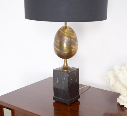 Black Marble and Brass Table Lamp, 1970s-VT-640067