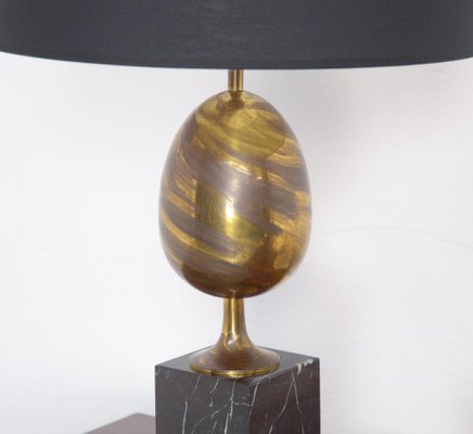 Black Marble and Brass Table Lamp, 1970s-VT-640067