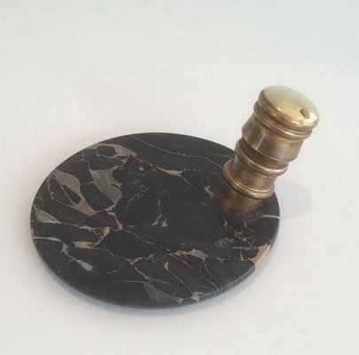 Black Marble Ice Bucket and Brass Champagne Bottle Stopper, Set of 2-BA-1365620