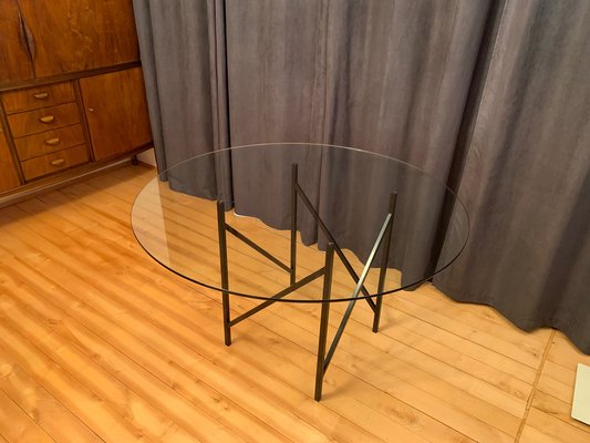 Black Metal & Glass Table, Italy, 1960s-VQM-1241033