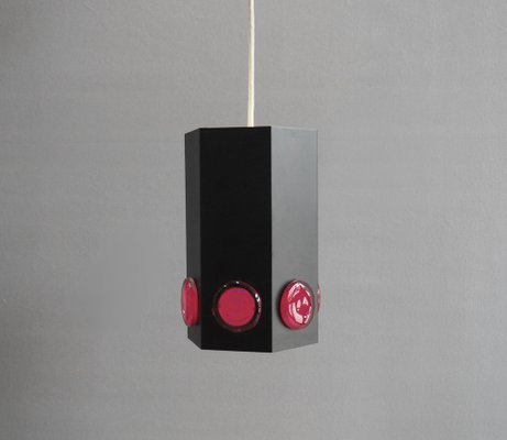 Black Metal Hanging Lamp with Glass by Svend Aage Holm Sørensen for Holm Sørensen & Co, 1960s-SN-1744317