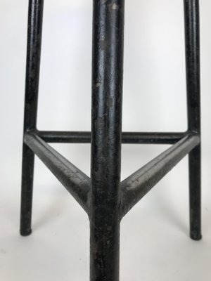 Black Metal Three-Legged Bar Stools, 1960s, Italy, Set of 2-YNA-832559