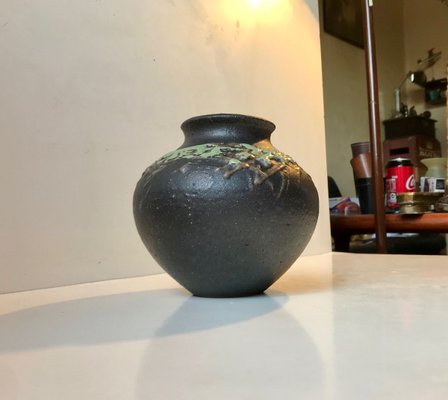 Black Nordic Fat Lava Vase by Palle Skat Nielsen, 1970s-LCR-887625