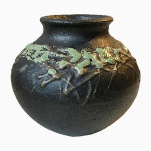 Black Nordic Fat Lava Vase by Palle Skat Nielsen, 1970s-LCR-887625