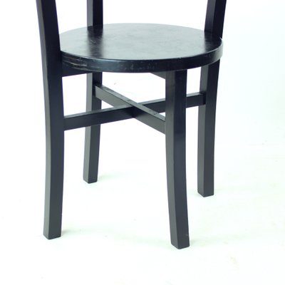 Black Oak Dining Chairs, Fomer Czechoslovakia 1930s, Set of 4-UL-1703141