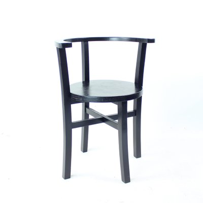 Black Oak Dining Chairs, Fomer Czechoslovakia 1930s, Set of 4-UL-1703141