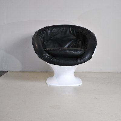 Black Ovine Leather Seat Armchair by Raphael Raffel for Herman Miller, 1970s-JQO-1143628