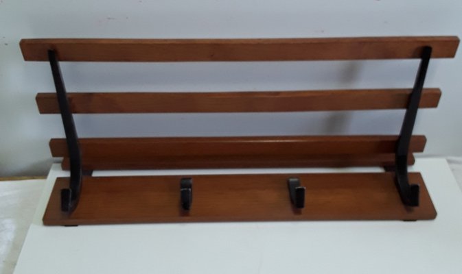 Black Painted Aluminium Wall Rack with Teak Struts, 1970s-HOI-880742