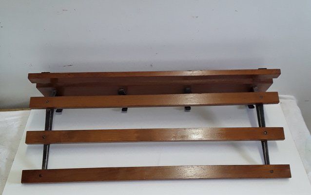 Black Painted Aluminium Wall Rack with Teak Struts, 1970s-HOI-880742