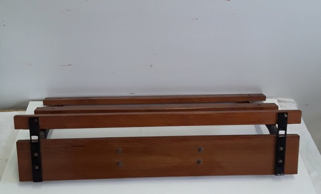 Black Painted Aluminium Wall Rack with Teak Struts, 1970s-HOI-880742