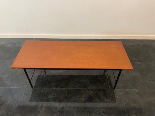 Black Painted Metal Coffee Table with Teak Top from Isa Bergamo, 1960s-IJR-1738825