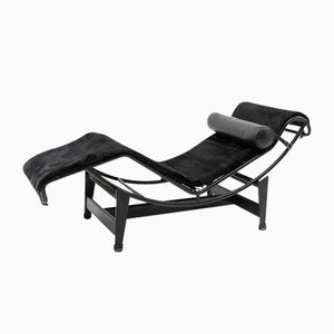 Black Ponyskin LC4 Chaise Lounge by Le Corbusier for Cassina, 1990s-TJQ-1284839