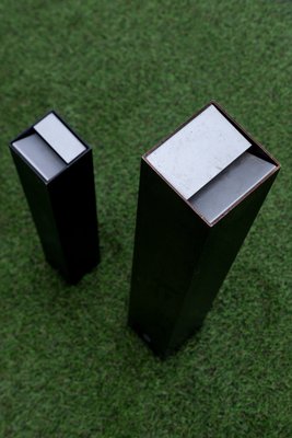 Black Ponza Ashtrays by Bruno Munari for Danese Milano, Italy, 1958, Set of 2-PYA-1790405