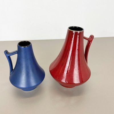 Black-Red Fat Lava Vases by Jopeko, Germany, 1970s, Set of 2-QZ-1095344