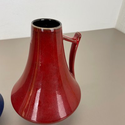 Black-Red Fat Lava Vases by Jopeko, Germany, 1970s, Set of 2-QZ-1095344