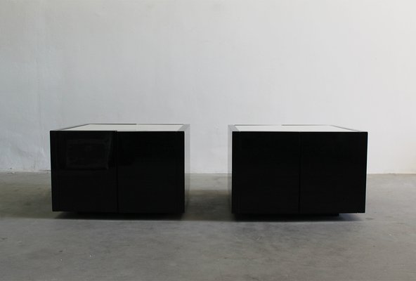 Black Saratoga Cabinets by Massimo & Lella Vigelli for Poltronova, 1960s, Set of 2-IVC-1820021