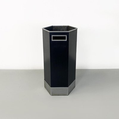 Black Satin Metal Umbrella Stand with Steel Rim, 1960s-GDD-1761419