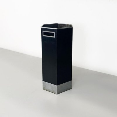 Black Satin Metal Umbrella Stand with Steel Rim, 1960s-GDD-1761419