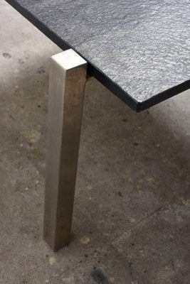 Black Slate Top Chrome Square Coffee Table, 1960s-KL-620508