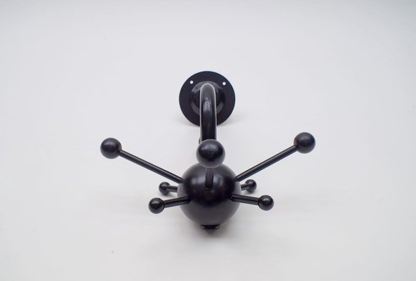 Black Sputnik Wall Hook Lacquered Wood and Metal by Osvaldo Borsani, 1970s-KQB-1760152