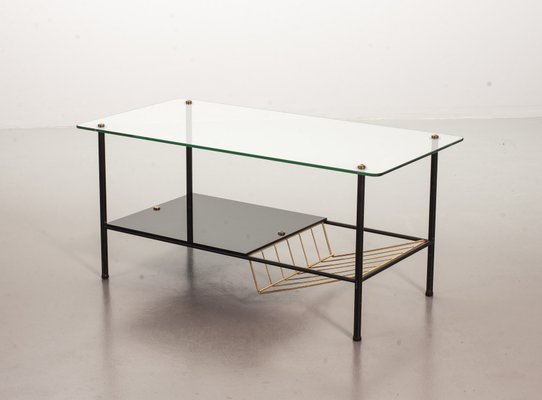 Black Steel Coffee Table with Magazine Rack by Pierre Guariche for Airborne, 1950s-IXC-748611