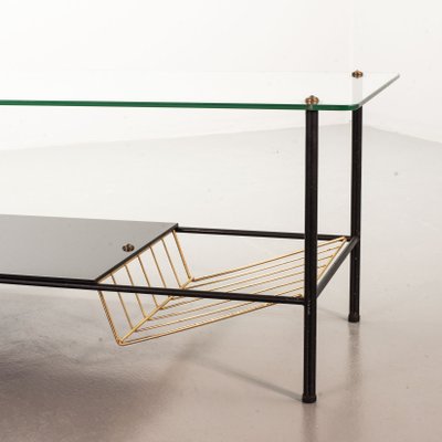 Black Steel Coffee Table with Magazine Rack by Pierre Guariche for Airborne, 1950s-IXC-748611