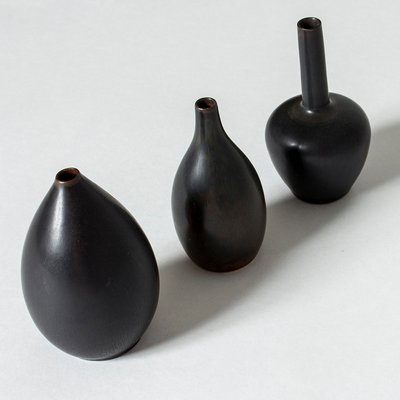 Black Stoneware Vase by Carl-Harry Stålhane for Rörstrand, 1950s-NL-609027