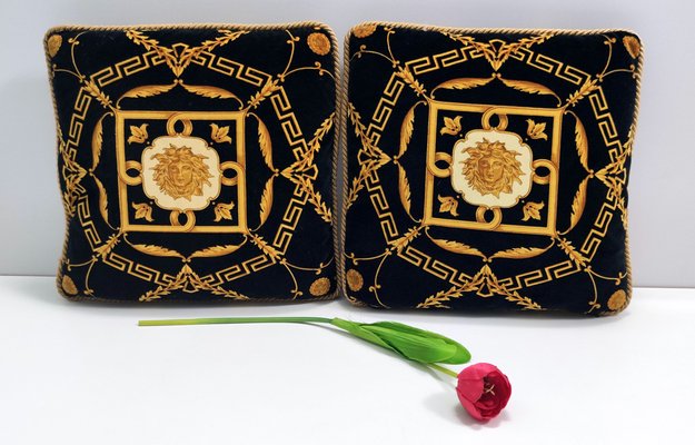 Black Throw Pillows from Gianni Versace, 1980s, Set of 2-JPQ-2043107