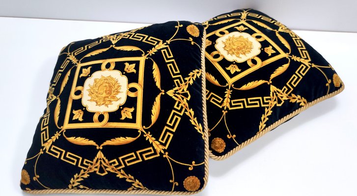 Black Throw Pillows from Gianni Versace, 1980s, Set of 2-JPQ-2043107