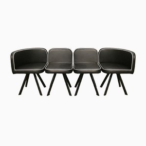 Black Vinyl Modular Mythical Paninari Seating Divanetto Set, 1980s, Set of 4-ERB-698097