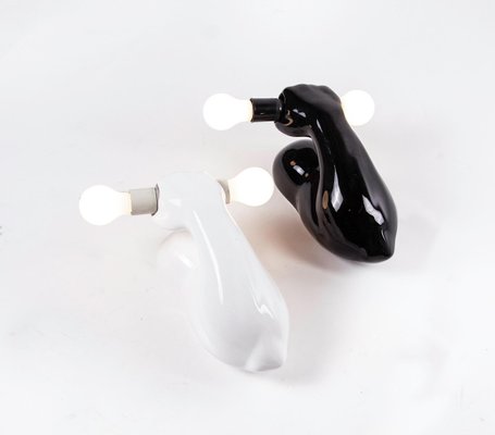 Black & White Ceramic Biceps Wall Lights, Germany, 1980s, Set of 2-DEK-932674