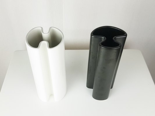 Black & White Ceramic Philippines Series Vases by Angelo Mangiarotti for Danese, 1964, Set of 2-RD-1820569