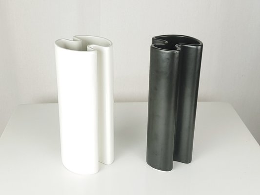 Black & White Ceramic Philippines Series Vases by Angelo Mangiarotti for Danese, 1964, Set of 2-RD-1820569