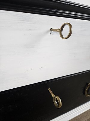 Black White Lacquered Chest with Glass Top and Brass Handles, 1960-ZUW-1798194