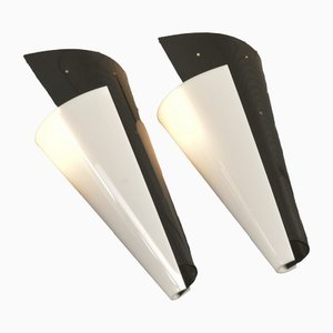 Black & White Wall Lamps in Acrylic Glass, Germany, 1950s, Set of 2-LOB-1290810