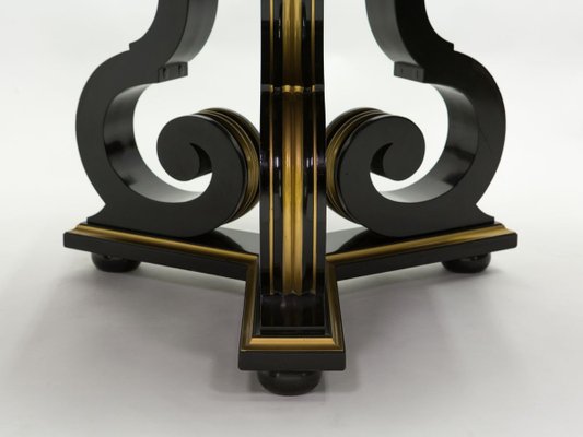 Black Wood and Gold Mirror Dining Table by Maurice Hirsch, 1970s-YJA-858681